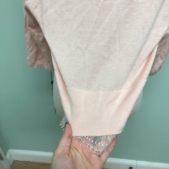 Tommy Hilfiger | Women's Lace Trim Cardigan | Pink | Large - Picture 3 of 3